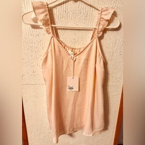LC Lauren Conrad Tan Pink Ruffled Sleeveless Camisole